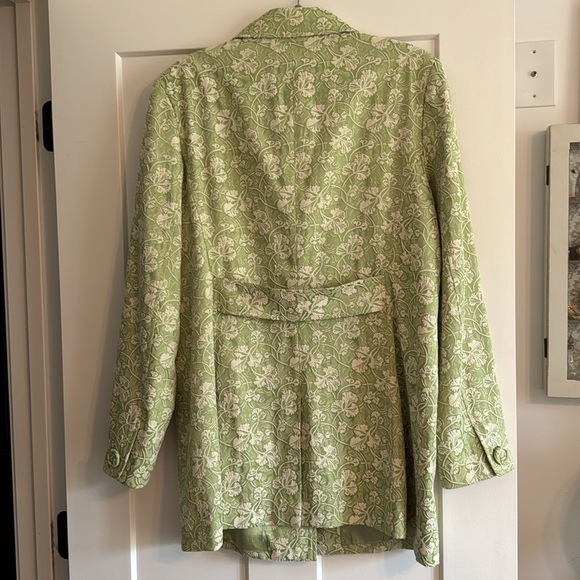 Liz Claiborne size 16 lime green embossed white flowers leaf’s Vtg coat jacket - Picture 2 of 14